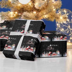 Santa Claus, Snowman Merry Kerstfeestdag Cadeaupapier