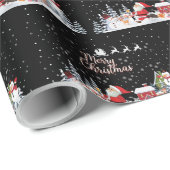 Santa Claus, Snowman Merry Kerstfeestdag Cadeaupapier (Rol Hoek)