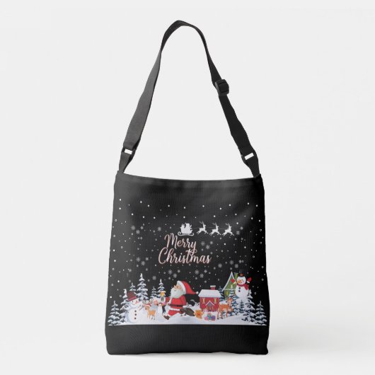 Santa Claus, Snowman Merry Kerstfeestdag Crossbody Tas (Achterkant)
