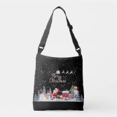 Santa Claus, Snowman Merry Kerstfeestdag Crossbody Tas (Voorkant)