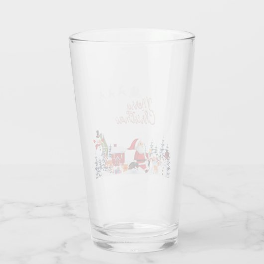 Santa Claus, Snowman Merry Kerstfeestdag Glas (Achterkant)