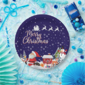 Santa Claus, Snowman Merry Kerstfeestdag Papieren Bordje (Feest)