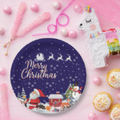 Santa Claus, Snowman Merry Kerstfeestdag Papieren Bordje (Feest)