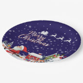 Santa Claus, Snowman Merry Kerstfeestdag Papieren Bordje (Gekanteld)