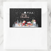 Santa Claus, Snowman Merry Kerstfeestdag Rechthoekige Sticker (Tas)