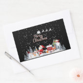 Santa Claus, Snowman Merry Kerstfeestdag Rechthoekige Sticker (Envelop)