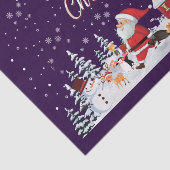 Santa Claus, Snowman Merry Kerstfeestdag Tissuepapier (Detail)