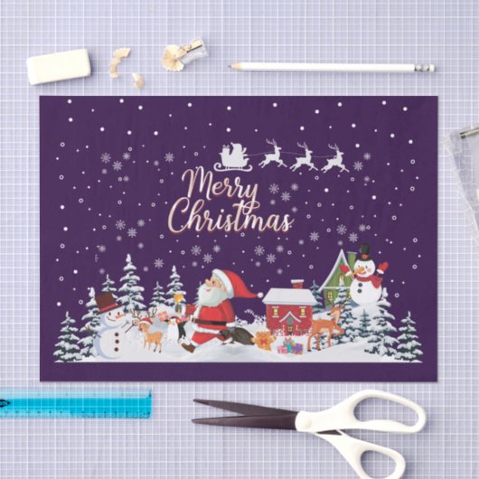 Santa Claus, Snowman Merry Kerstfeestdag Tissuepapier (Craft)