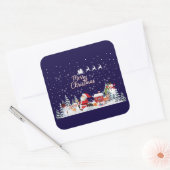 Santa Claus, Snowman Merry Kerstfeestdag Vierkante Sticker (Envelop)