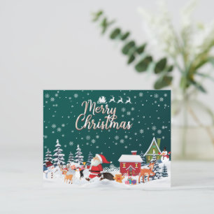 Santa Claus, Snowman Merry Kerstmis Briefkaart
