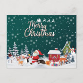Santa Claus, Snowman Merry Kerstmis Briefkaart (Voorkant)