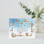 Santa Claus, Snowman Merry Kerstmis Feestdagenkaart (Staand voorkant)