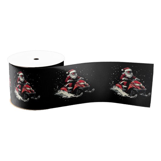Santa Claus Snowmobile Motor Sled Funny Christmas Grosgrain Lint (Spoel)