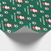 Santa Claus soccer ball player cartoon Christmas Cadeaupapier (Hoek)