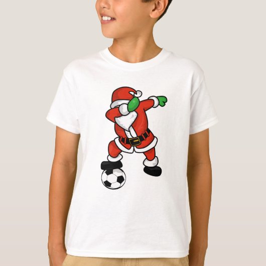 Santa Claus soccer dab dans lelijke kerst T-shir T-shirt (Voorkant)
