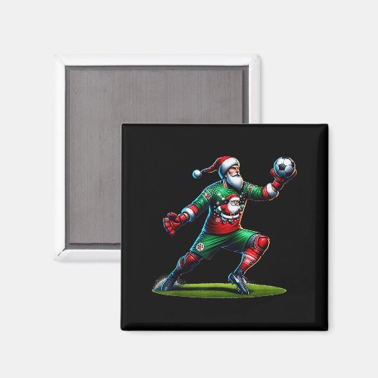 Santa Claus Soccer Goalie Christmas Xmas  Magneet (Voorkant / Achterkant)