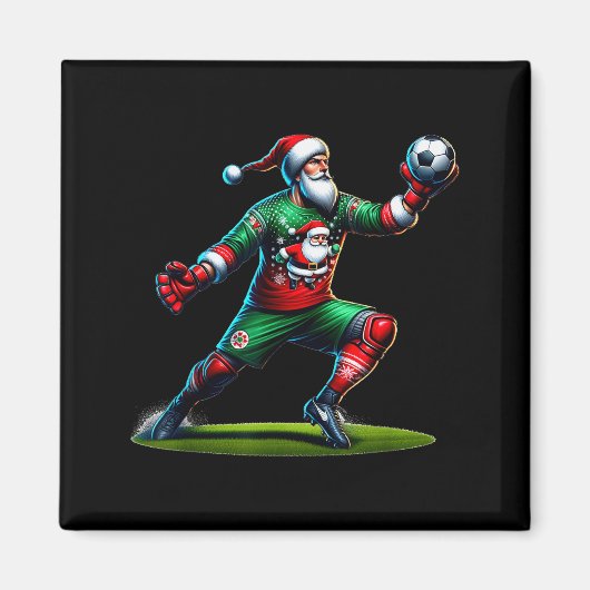 Santa Claus Soccer Goalie Christmas Xmas  Magneet (Voorkant)