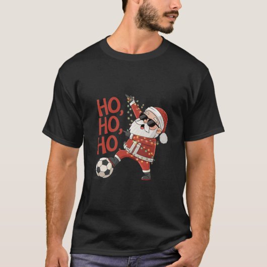 Santa Claus Soccer Player with Christmas Lights T-shirt (Voorkant)