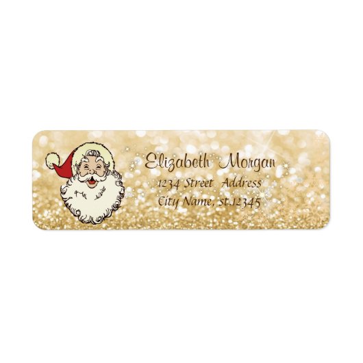 Santa Claus, Sparkle, Snowflakes, Glittery Bokeh Etiket (Voorkant)