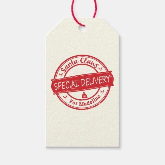 Santa Claus Special Delivery Add Name Cadeaulabel (Voorkant)