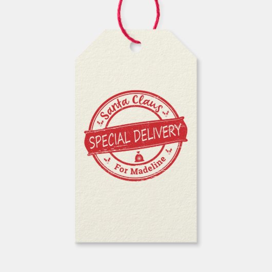 Santa Claus Special Delivery Add Name Cadeaulabel (Achterkant)