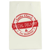 Santa Claus Special Delivery Add Name Medium Cadeauzakje (Voorkant)