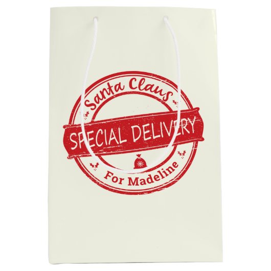 Santa Claus Special Delivery Add Name Medium Cadeauzakje (Voorkant)