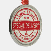 Santa Claus Speciale Levering Aangepaste Naam Jaar Metalen Ornament (Rechts)