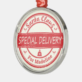 Santa Claus Speciale Levering Aangepaste Naam Metalen Ornament (Links)