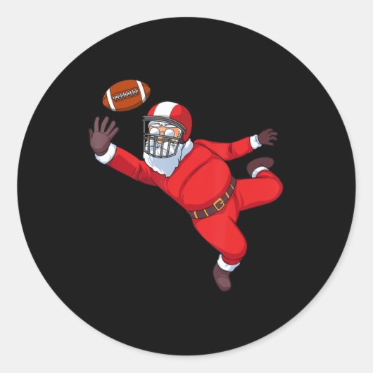 Santa Claus speelfootball Ronde Sticker (Voorkant)