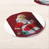  Santa Claus Speelgoed Ronde Kartonnen Onderzetter (Gebogen)