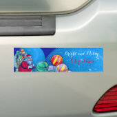 SANTA CLAUS , SPEELGOED SACK EN BALLOENS Kerstnach Bumpersticker (Op auto)