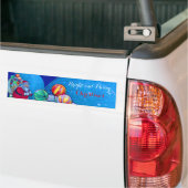 SANTA CLAUS , SPEELGOED SACK EN BALLOENS Kerstnach Bumpersticker (Op Truck)