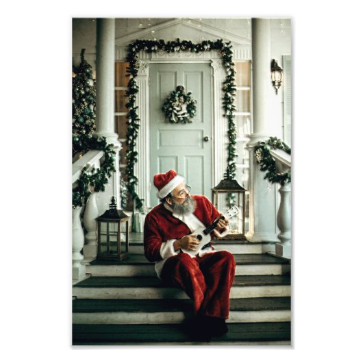 Santa Claus-speelmuziek Foto Afdruk (Voorkant)