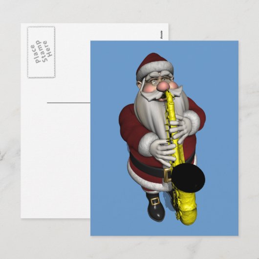 Santa Claus-speelsaxofoon Feestdagenkaart (Voorkant / Achterkant)
