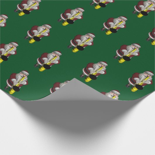 Santa Claus-speelsaxophone Cadeaupapier (Hoek)
