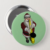 Santa Claus-speelsaxophone Ronde Button 4,0 Cm (Voorkant /achterkant)