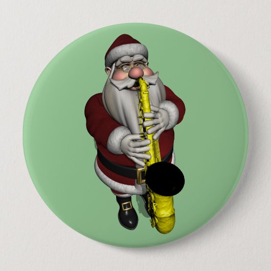 Santa Claus-speelsaxophone Ronde Button 4,0 Cm (Voorkant)