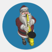 Santa Claus-speelsaxophone Ronde Sticker (Voorkant)