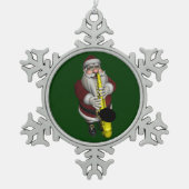Santa Claus-speelsaxophone Tin Sneeuwvlok Ornament (Voorkant)