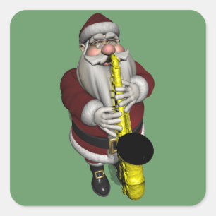 Santa Claus-speelsaxophone Vierkante Sticker