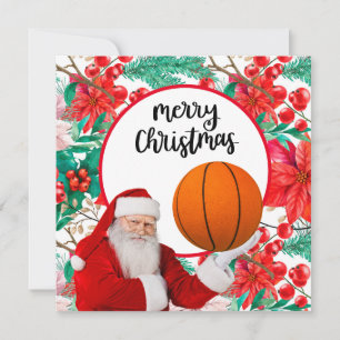 Santa Claus speelt basketbal kerst Kaart