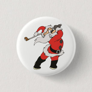 Santa Claus speelt golf Ronde Button 3,2 Cm