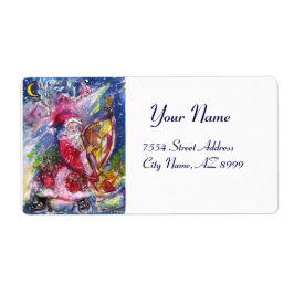 SANTA CLAUS SPEELT HARP IN HET MOONLIGHT ETIKET