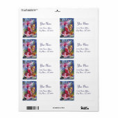 SANTA CLAUS SPEELT HARP IN HET MOONLIGHT ETIKET (Full Sheet)