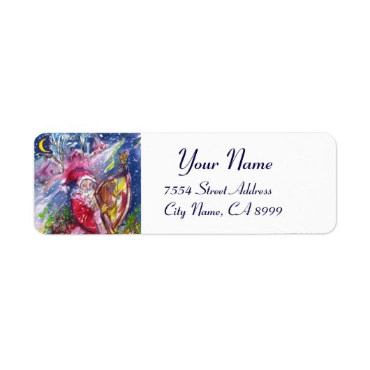 SANTA CLAUS SPEELT HARP IN HET MOONLIGHT ETIKET (Voorkant)