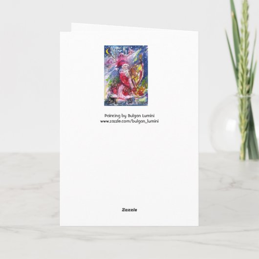 SANTA CLAUS SPEELT HARP IN HET MOONLIGHT FEESTDAGEN KAART (Achterkant)