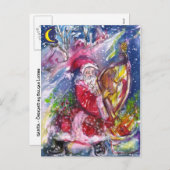 SANTA CLAUS SPEELT HARP IN HET MOONLIGHT FEESTDAGENKAART (Voorkant / Achterkant)