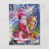 SANTA CLAUS SPEELT HARP IN HET MOONLIGHT FEESTDAGENKAART (Voorkant)