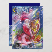 SANTA CLAUS SPEELT HARP IN HET MOONLIGHT FEESTDAGENKAART (Voorkant / Achterkant)